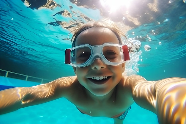 El niño nada en la piscina AI Generativa 2