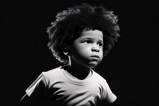 niño negro guapo con expresión seria con pose de poder, campaña de vidas negras importa