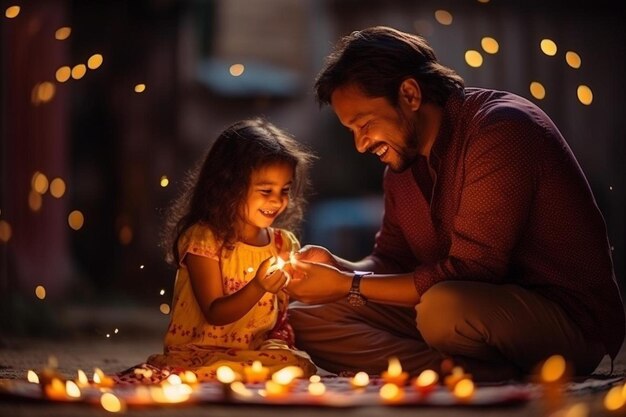 Foto un niño y una niña están jugando con velas