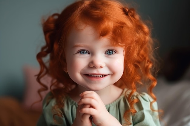 Niño niña pelirroja sonrisa Modelo lindo Generar Ai