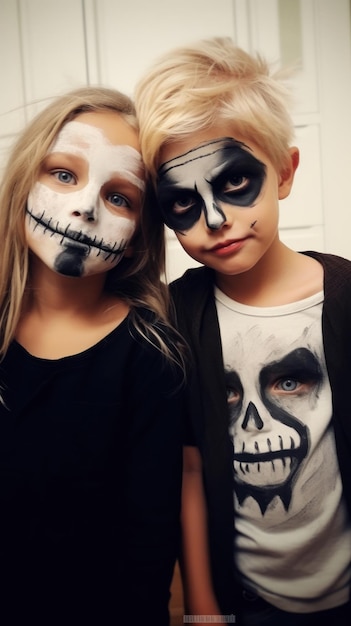 un niño y una niña posan para una foto.