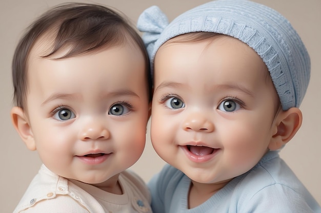 Niño y niña sonrientes en un lindo retrato generado por la IA