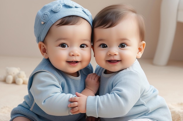 Foto niño y niña sonrientes en un lindo retrato generado por la ia