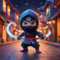 Foto niño ninja de dibujos animados