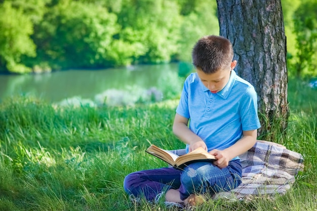 niño niño lee la Santa Biblia