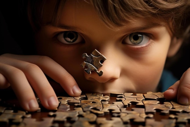 Foto un niño con un número en la cara.