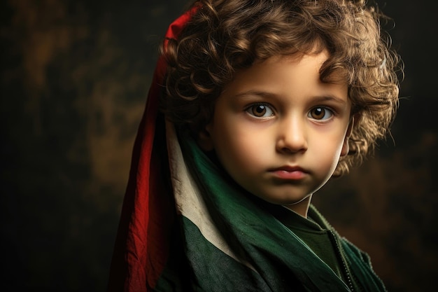 Niño palestino con bandera palestina