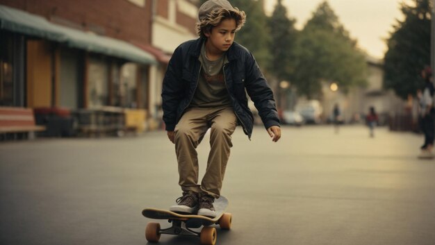 Un niño en patineta.