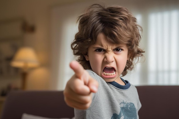 Foto un niño pequeño con una camisa que dice que te está señalando