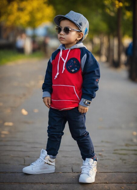 un niño pequeño con casco y gafas de sol está de pie en una patineta