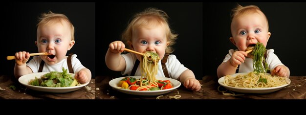 un niño pequeño come en una silla alta el niño come comida complementaria