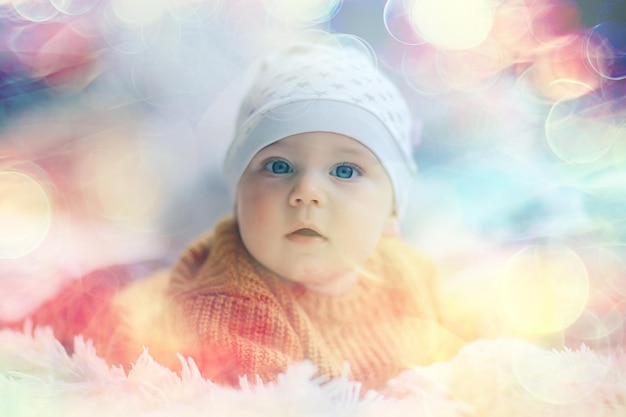 niño pequeño en un estudio luminoso / niño pequeño niño hermoso niño sano