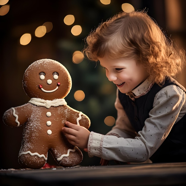 Niño pequeño con galletas de jengibre