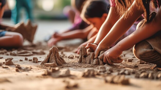 Niño pequeño jugando con arcilla IA generativa