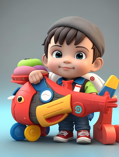 Foto un niño pequeño con juguetes jugando en el interior con juguetes ecológicos