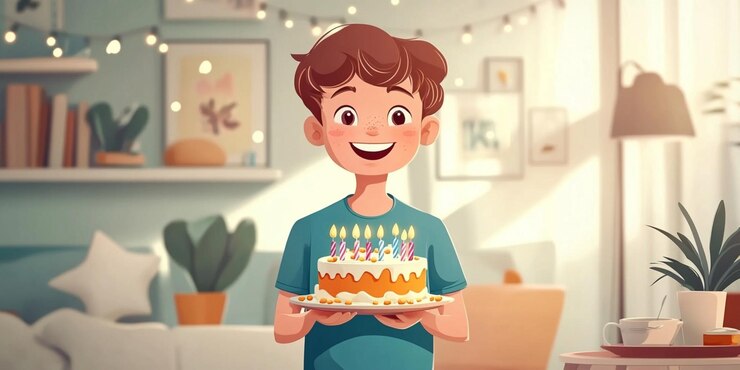 un niño pequeño con un pastel de cumpleaños y un pastel De cumpleaños con el número 3 en él