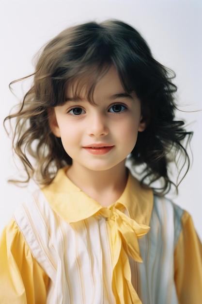 Niño pequeño, un retrato de niña con vestido vintage