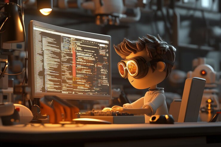 Foto un niño pequeño sentado en un escritorio con una computadora