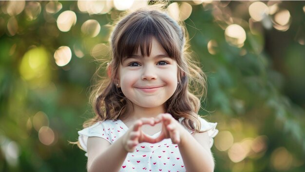 un niño pequeño con el signo del corazón