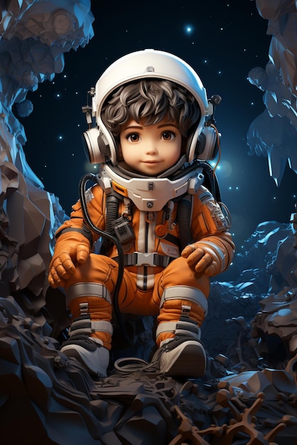 un niño pequeño con un traje de astronauta y un traje espacial puesto