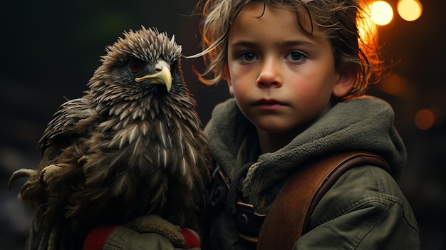 niño con un pollo