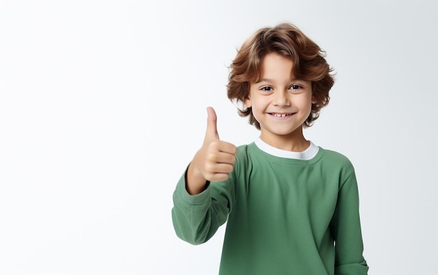 Un niño con un pulgar hacia arriba que dice "pulgar hacia arriba".