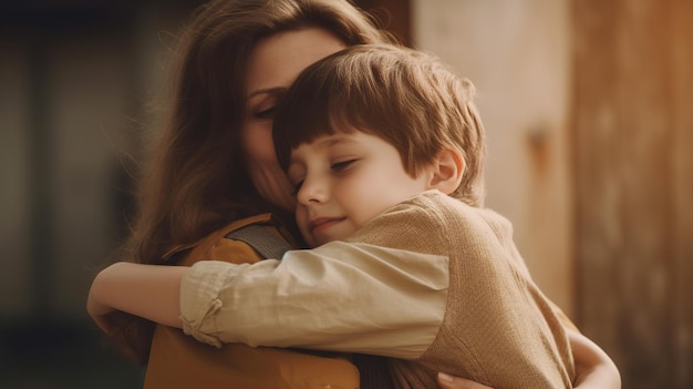 El niño que celebra el Día de la Madre con flores y abrazos para su mamá