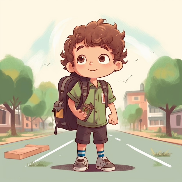 un niño que va a la escuela con una bolsa