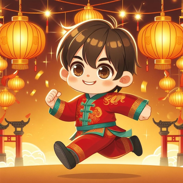 Niño con ropa tradicional china