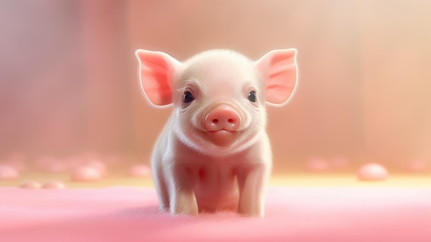 El niño rosado gracioso Pig HD 8K fondo de papel de pared Imagen fotográfica de stock