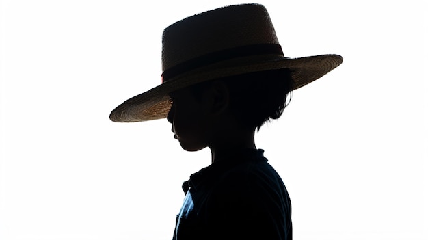 un niño con sombrero se recorta sobre un fondo blanco