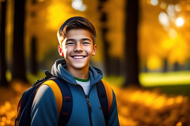 un niño sonríe a la cámara con una sonrisa en su rostro.