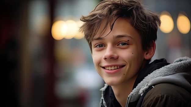 un niño sonriendo a la cámara