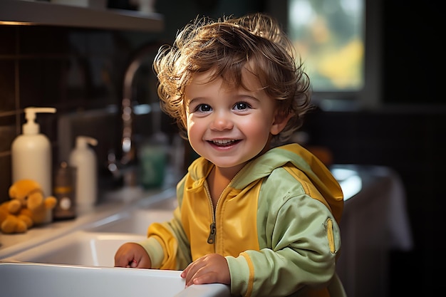 El niño sonriendo.