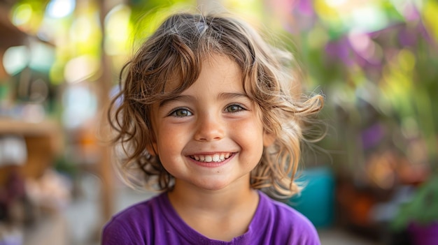 Niño sonriente de cerca