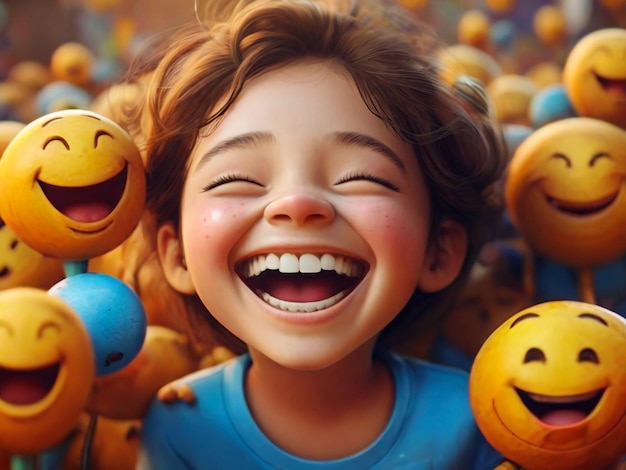 un niño con una sonrisa que dice caras felices