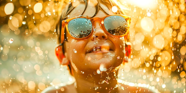 Niño submarino con gafas de colores