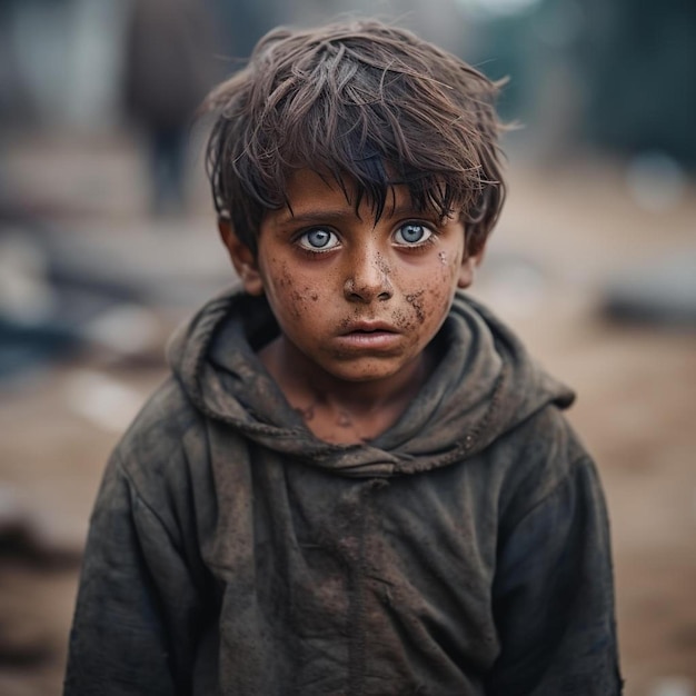 un niño con suciedad en toda la cara