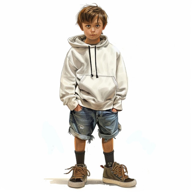 un niño con una sudadera que dice que lleva una sudadera
