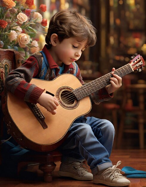 Niño tocando la guitarra