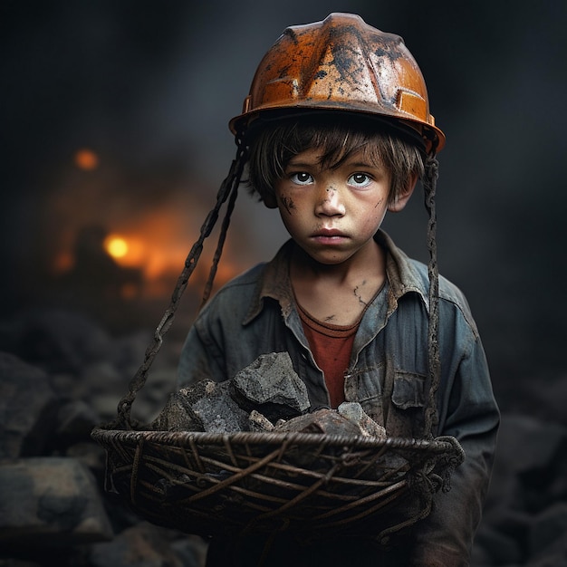 niño trabajador trabajador simbolizó el día mundial contra el trabajo infantil generado por la IA