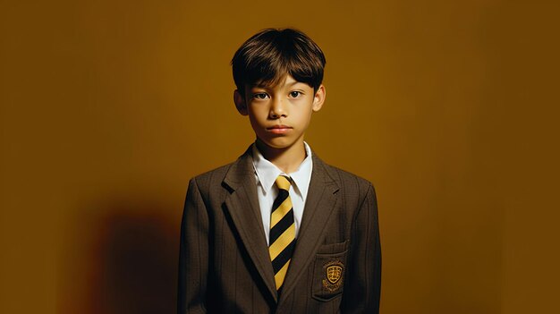 Foto niño con uniforme escolar