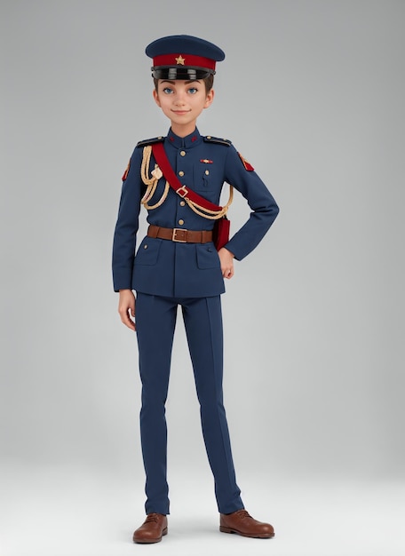 un niño con un uniforme militar