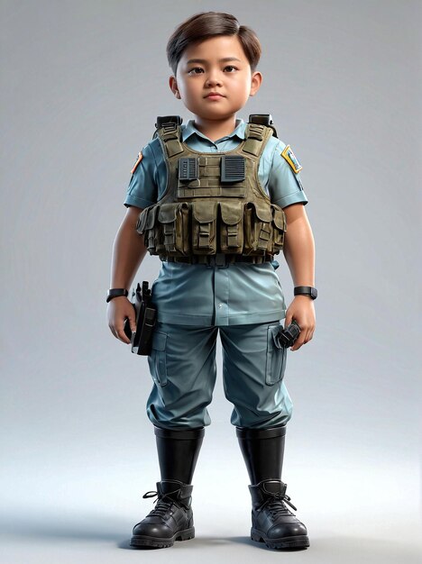 un niño con un uniforme militar