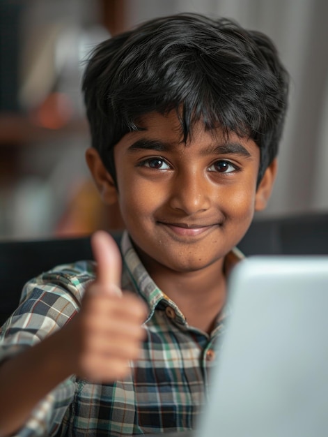 Niño usando una computadora portátil