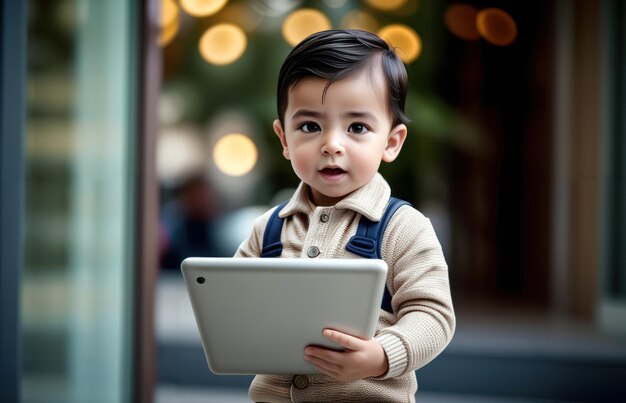 niño usando tableta de computadora