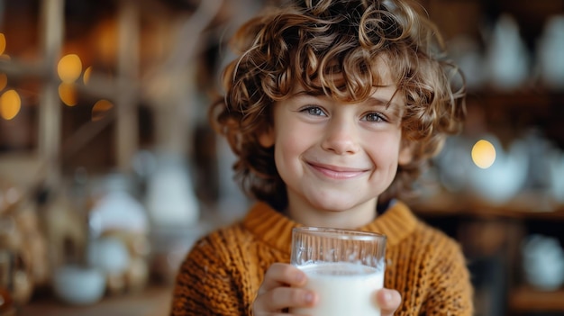 Niño con un vaso de leche