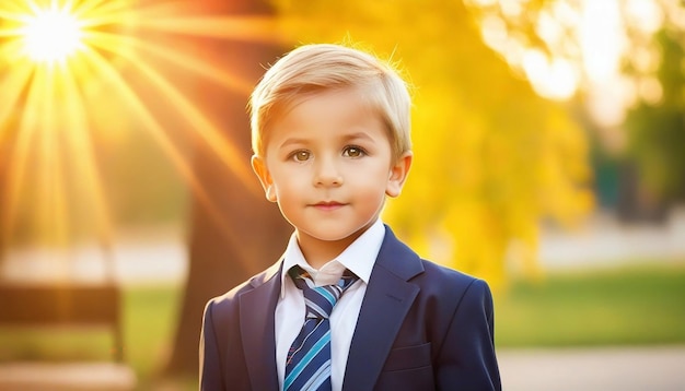 Niño vestido de hombre de negocios