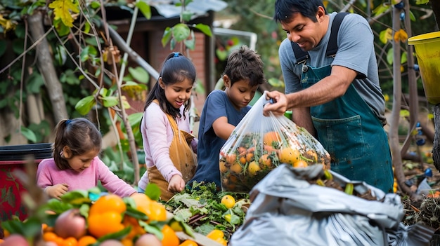 Los niños aprenden a recoger frutas y verduras en un jardín