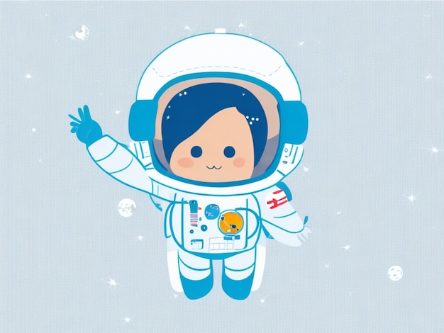 Foto los niños astronautas felices astronauta de dibujos animados en un traje espacial